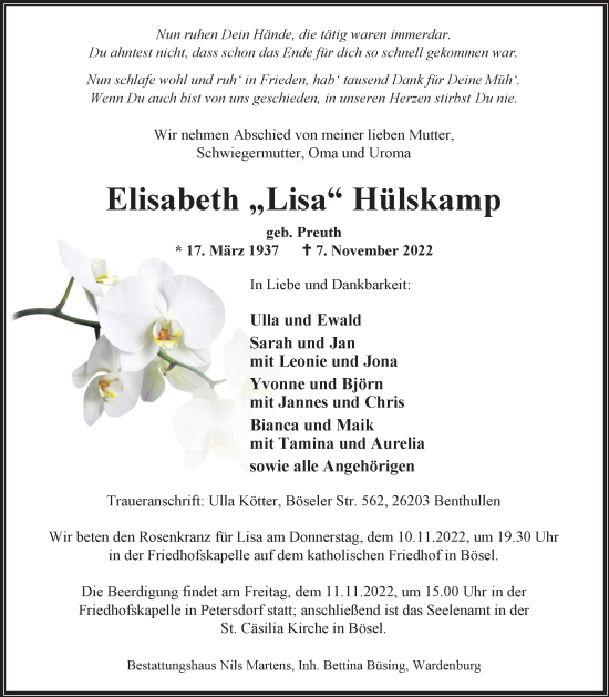 Anzeige von Elisabeth Hülskamp von OM-Medien