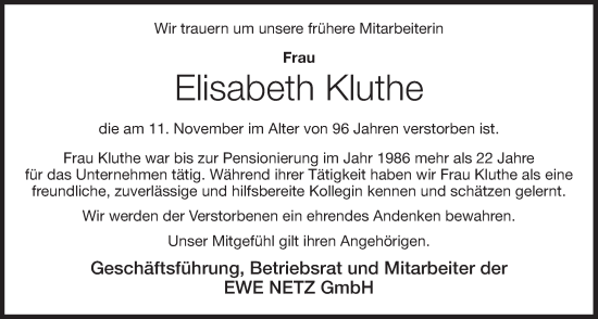 Anzeige von Elisabeth Kluthe von OM-Medien