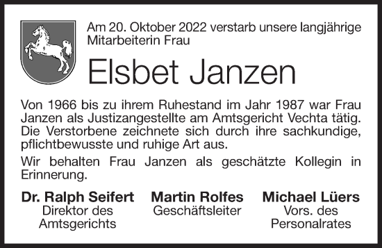 Anzeige von Elsbet Janzen von OM-Medien
