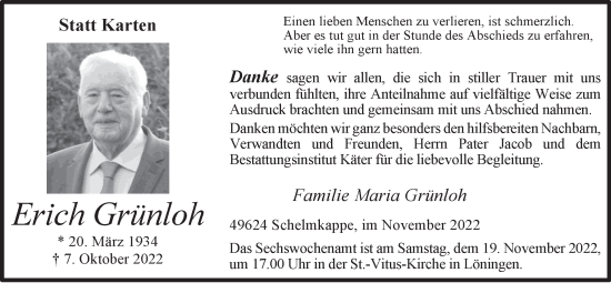 Anzeige von Erich Grünloh von OM-Medien