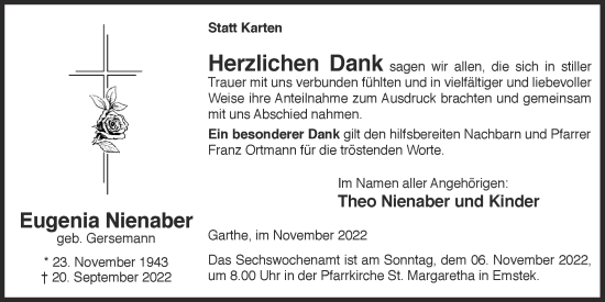 Anzeige von Eugenia Nienaber von OM-Medien