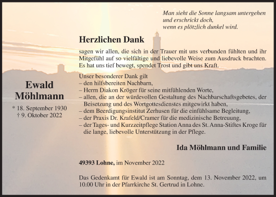 Anzeige von Ewald Möhlmann von OM-Medien