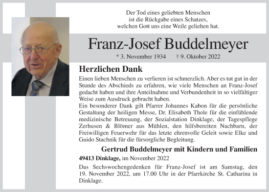 Anzeige von Franz-Josef Buddelmeyer von OM-Medien