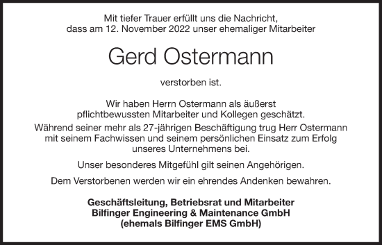 Anzeige von Gerd Ostermann von OM-Medien