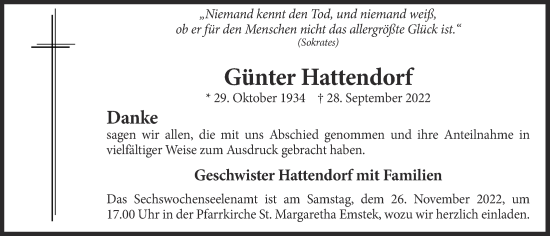 Anzeige von Günter Hattendorf von OM-Medien