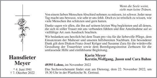 Anzeige von Hansdieter Meyer von OM-Medien