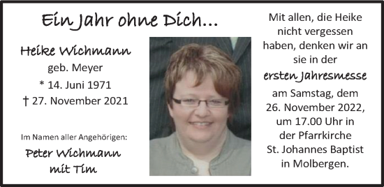 Anzeige von Heike Wichmann von OM-Medien