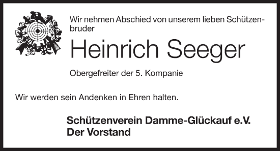 Anzeige von Heinrich Seeger von OM-Medien