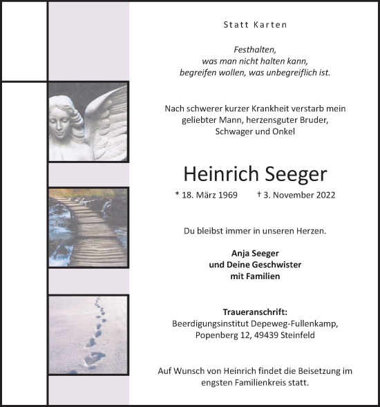 Anzeige von Heinrich Seeger von OM-Medien