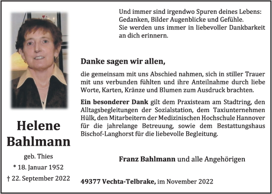 Anzeige von Helene Bahlmann von OM-Medien