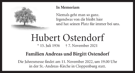 Anzeige von Hubert Ostendorf von OM-Medien