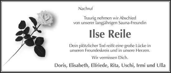 Anzeige von Ilse Reile von OM-Medien