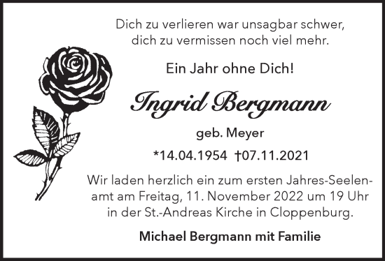 Anzeige von Ingrid Bergmann von OM-Medien