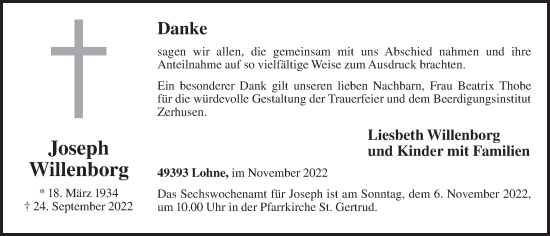 Anzeige von Joseph Willenborg von OM-Medien