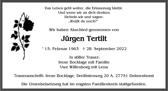 Anzeige von Jürgen Tertilt von OM-Medien