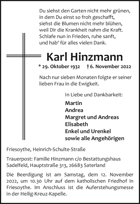 Anzeige von Karl Hinzmann von OM-Medien