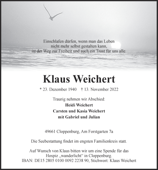 Anzeige von Klaus Weichert von OM-Medien