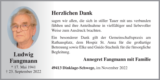 Anzeige von Ludwig Fangmann von OM-Medien
