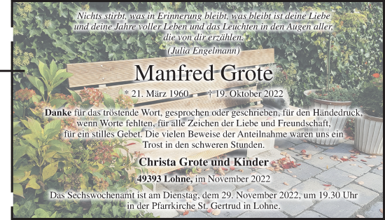 Anzeige von Manfred Grote von OM-Medien