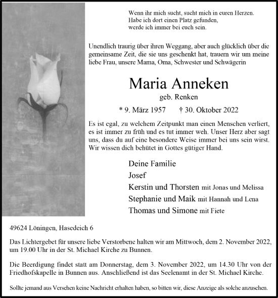 Anzeige von Maria Anneken von OM-Medien