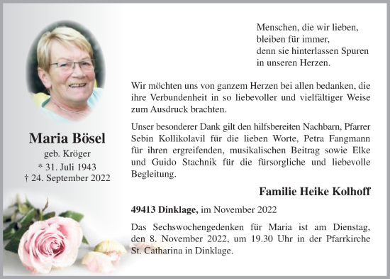 Anzeige von Maria Bösel von OM-Medien