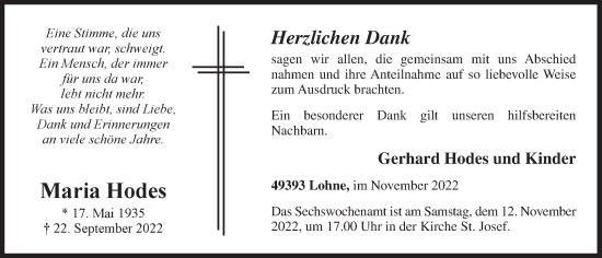 Anzeige von Maria Hodes von OM-Medien