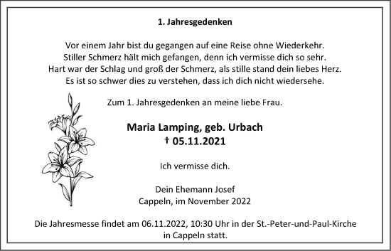 Anzeige von Maria Lamping von OM-Medien