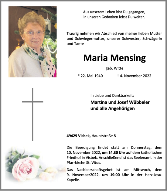 Anzeige von Maria Mensing von OM-Medien
