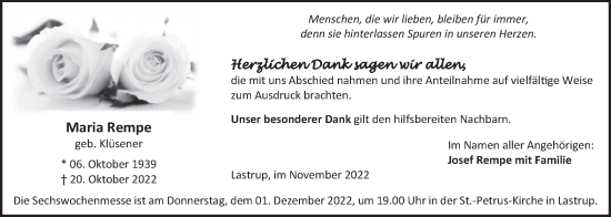 Anzeige von Maria Rempe von OM-Medien