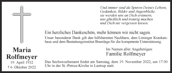 Anzeige von Maria Rolfmeyer von OM-Medien