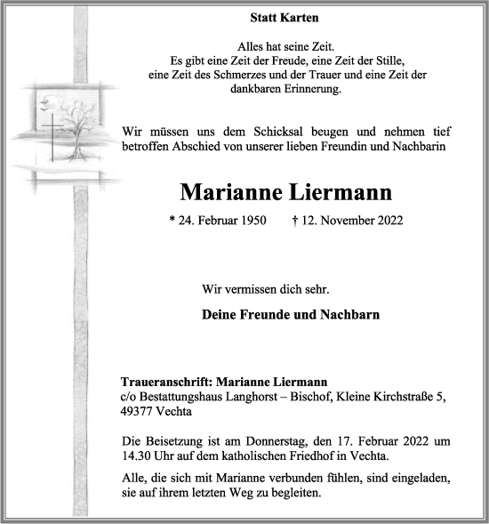Anzeige von Marianne Liermann von OM-Medien