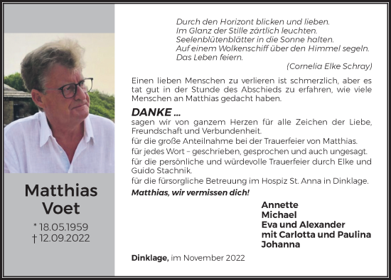 Anzeige von Matthias Voet von OM-Medien