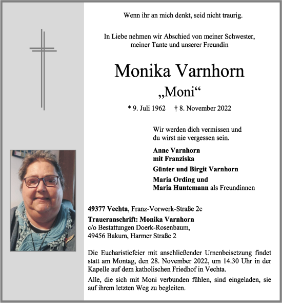 Anzeige von Monika Varnhorn von OM-Medien