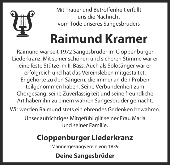 Anzeige von Raimund Kramer von OM-Medien