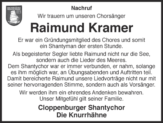 Anzeige von Raimund Kramer von OM-Medien