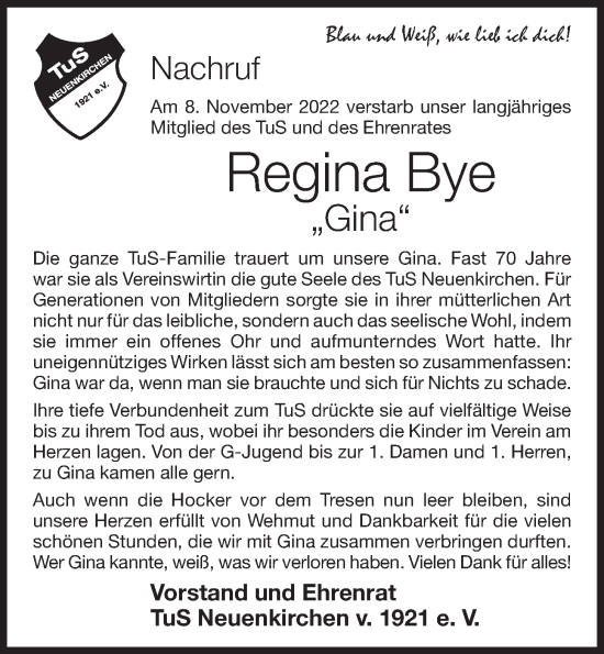 Anzeige von Regina Bye von OM-Medien