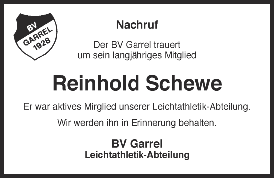 Anzeige von Reinhold Schewe von OM-Medien