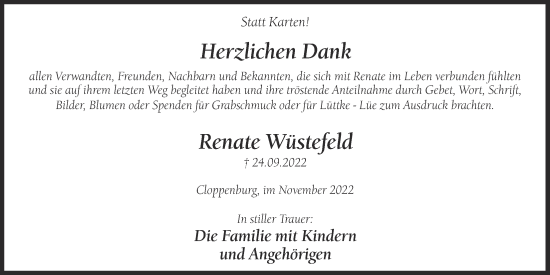 Anzeige von Renate Wüstefeld von OM-Medien