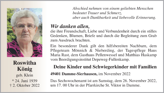 Anzeige von Roswitha König von OM-Medien