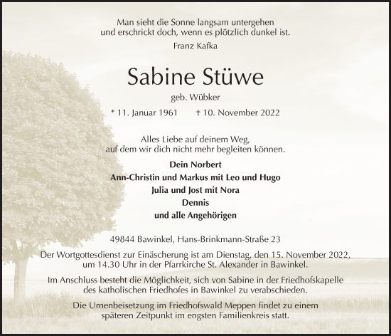 Anzeige von Sabine Stüwe von OM-Medien
