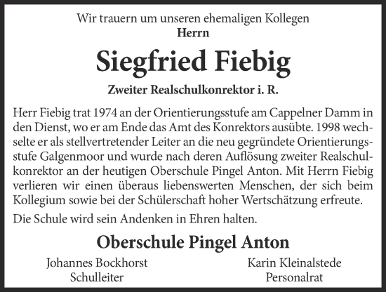 Anzeige von Siegfried Fiebig von OM-Medien