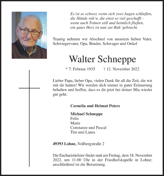 Anzeige von Walter Schneppe von OM-Medien