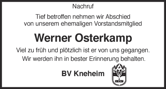 Anzeige von Werner Osterkamp von OM-Medien
