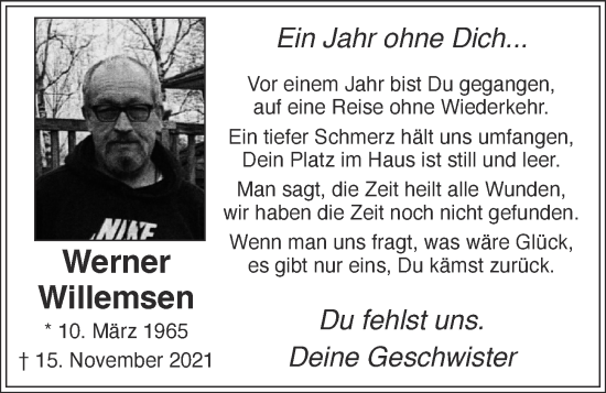 Anzeige von Werner Willemsen von OM-Medien