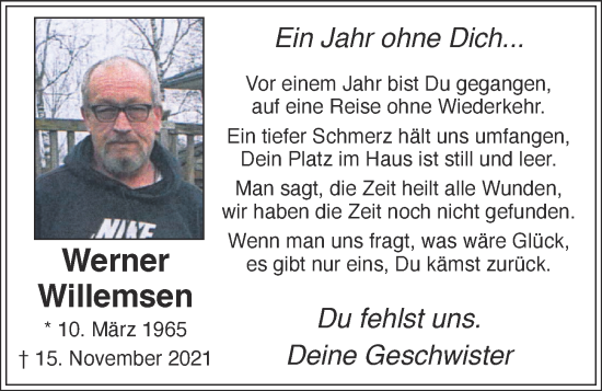 Anzeige von Werner Willemsen von OM-Medien