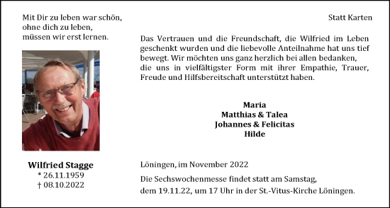 Anzeige von Wilfried Stagge von OM-Medien