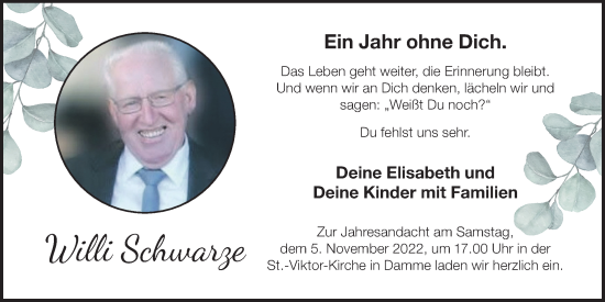 Anzeige von Willi Schwarze von OM-Medien