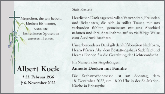 Anzeige von Albert Kock von OM-Medien