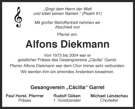 Anzeige von Alfons Diekmann von OM-Medien