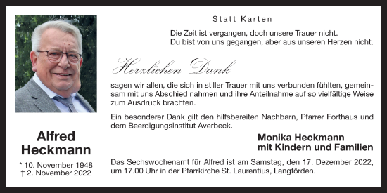 Anzeige von Alfred Heckmann von OM-Medien
